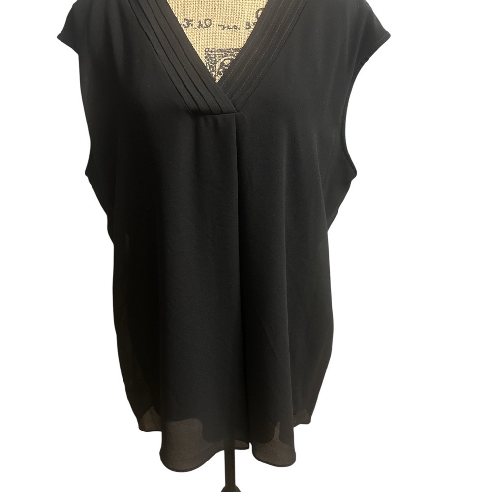 Calvin Klein Black Relaxed Pleated Blouse